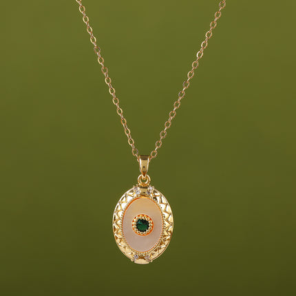 Collar Con Colgante De Ojo De Diablo De Acero Inoxidable Con Diamantes De Imitación De Moda