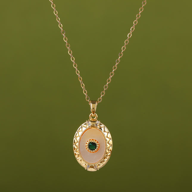 Collar Con Colgante De Ojo De Diablo De Acero Inoxidable Con Diamantes De Imitación De Moda