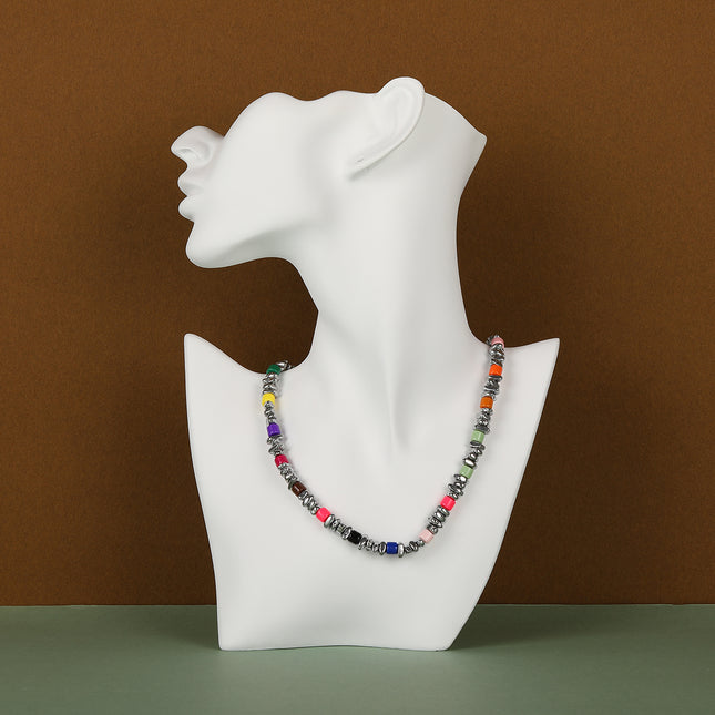 Collar De Estilo Industrial Pesada De Cadena De Cuentas De Lujo Leve De Moda