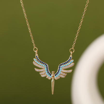 Collar Elegante De Acero Inoxidable De Moda Con Colgante De Alas De Ángel Para Mujer Casual