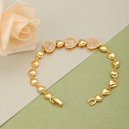 Pulsera Con Corazón Incrustado De Zirconias Elegante Y Brillante