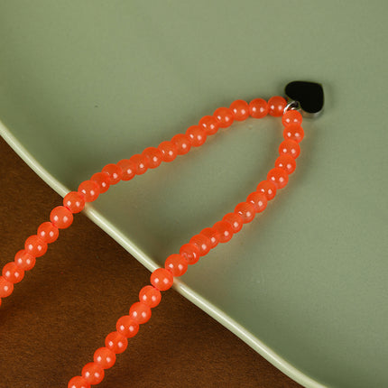 Collar De Cuentas De Vidrio Pequeño De Lujo Leve De Moda Con Colgante De Corazón