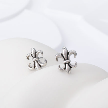 Pendientes Con Diseño Cruz flor Vintage Aretes Para Hombre De Acero Inoxidable