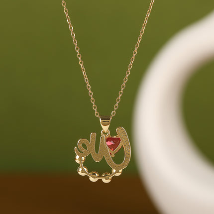 Collar De Cobre Con Colgante De LOVE Y Corazón Tridimensional Con Perlas