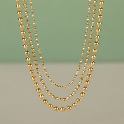 Collar De Cadena De Moda Multicapa De Cuentas Dorado De Lujo Leve De Estilo Neutro