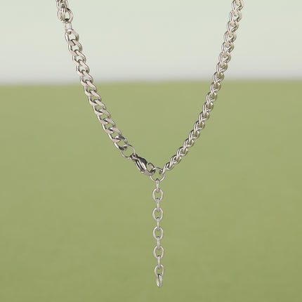 Collar De Cadena En Forma De Espina De Pescado De Moda Europea De Acero Inoxidable