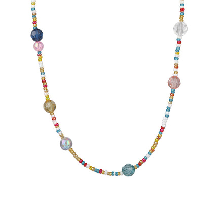 Collar De Cuentas De Vidrio De Colores Bohemia Cristal De Moda Con Cadena De Acero Inoxidable 316