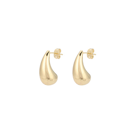 Aretes De Cobre Bañados En Oro De 14K Con Diseño De Media Corazón