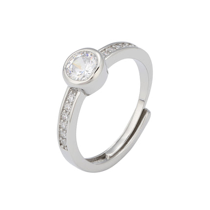 Anillo Con Diseño Minimalista Y Diamantes De Zirconia De Cobre Chapado En Oro 14K