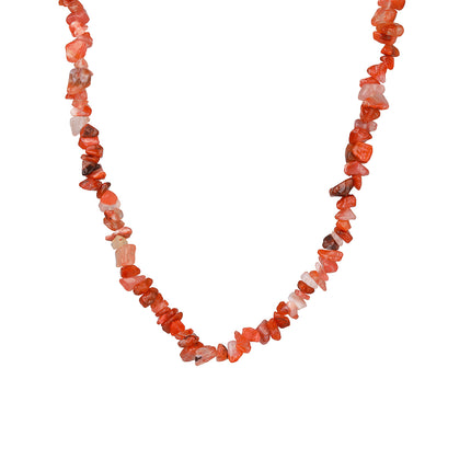 Collar De Cuentas De Grava Natural Transparente De Moda Casual Con Cadena Acero Inoxidable 316