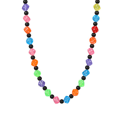Collar De Cuentas Con Estilo De Dado Cuadrado Colorido De Moda Industrial Pesada