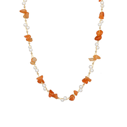 Collar De Piedras De Colores Con Cuentas De Moda Con Perlas De Cristal De Cadena De Acero Inoxidable