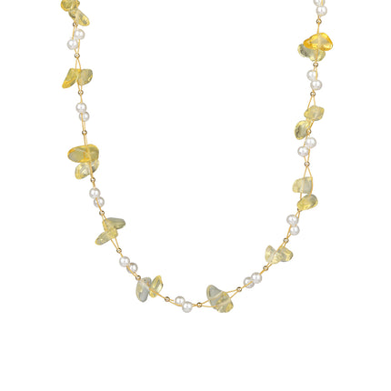 Collar De Piedras De Colores Con Cuentas De Moda Con Perlas De Cristal De Cadena De Acero Inoxidable