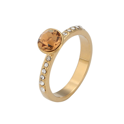 Anillo Con Gemas De Colores Y Diamantes De Zirconia En Aleación Chapado En Oro 14K