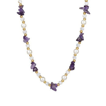 Collar De Cuentas De Piedras De Lujo Leve Con Perlas Y Diamantes De Moda