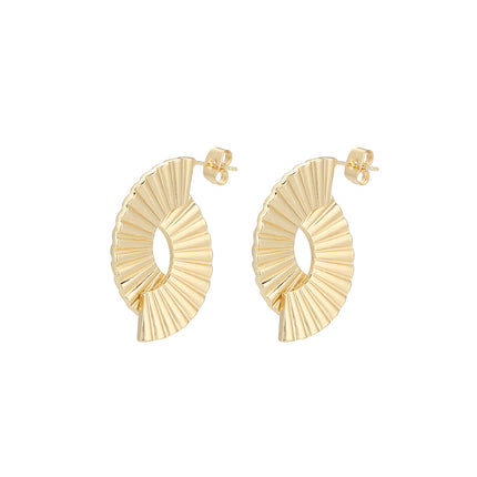 Aretes De Cobre Con Diseño De Medias Lunas Asimétricas Estilo Metálico