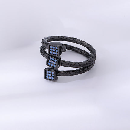 Anillo De Tres Capas Con Diamantes Negras De Cobre