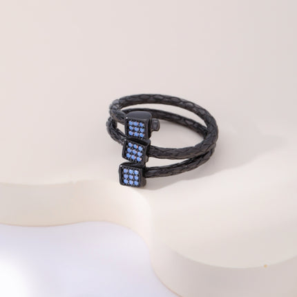 Anillo De Tres Capas Con Diamantes Negras De Cobre