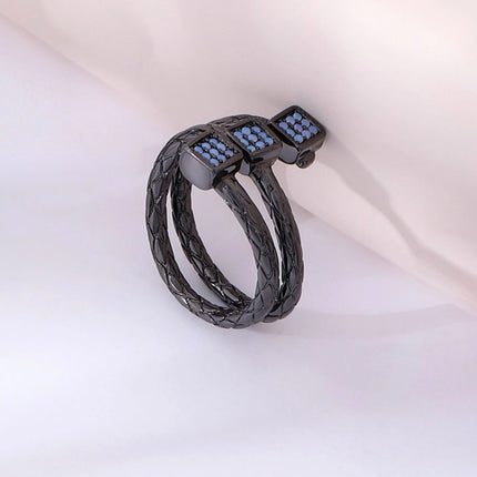 Anillo De Tres Capas Con Diamantes Negras De Cobre