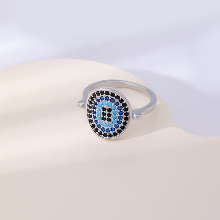 Anillo Con Diseño De Ojo De Demonio Y Diamantes De Zirconia En Cobre Chapado En Plata