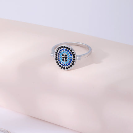 Anillo Con Diseño De Ojo De Demonio Y Diamantes De Zirconia En Cobre Chapado En Plata