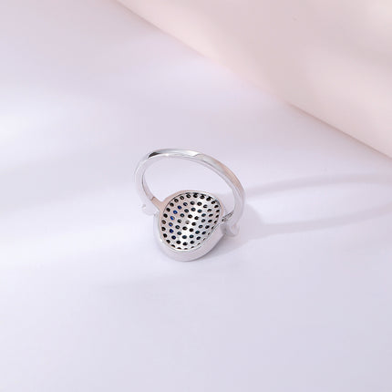 Anillo Con Diseño De Ojo De Demonio Y Diamantes De Zirconia En Cobre Chapado En Plata