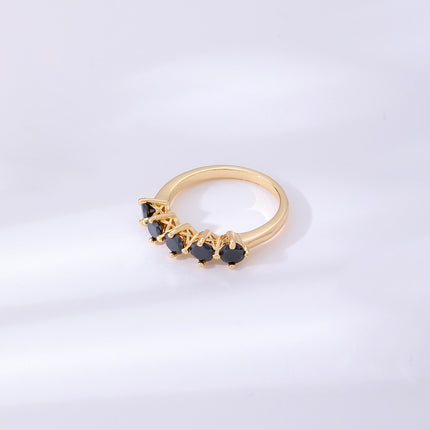 Anillo Con Diseño Moda Y Diamantes De Zirconia En Cobre Chapado En Oro 14K,Plata