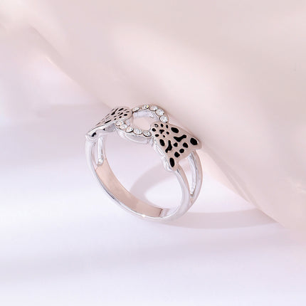 Anillo De Leopardo Con Diseño Abierto Y Diamantes De Aleación Chapado En Plata