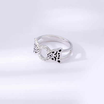 Anillo De Leopardo Con Diseño Abierto Y Diamantes De Aleación Chapado En Plata