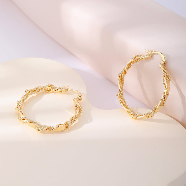 Aretes Arracadas En Cobre Con Diseño De Trenzado Metálico