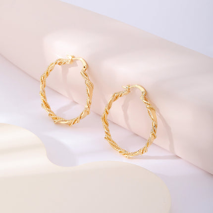 Aretes Arracadas En Cobre Con Diseño De Trenzado Metálico