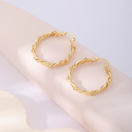 Aretes Arracadas En Cobre Con Diseño De Trenzado Metálico