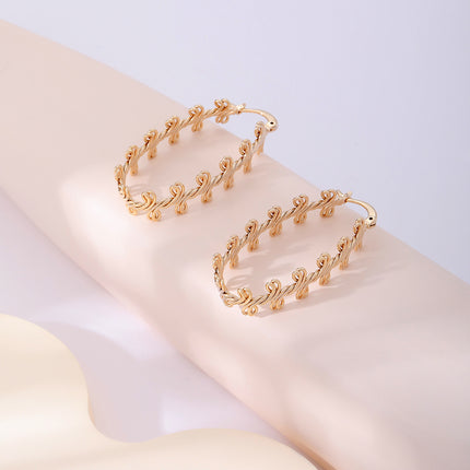 Aretes Arracadas Simples En Cobre Dorado Estilo Minimalista