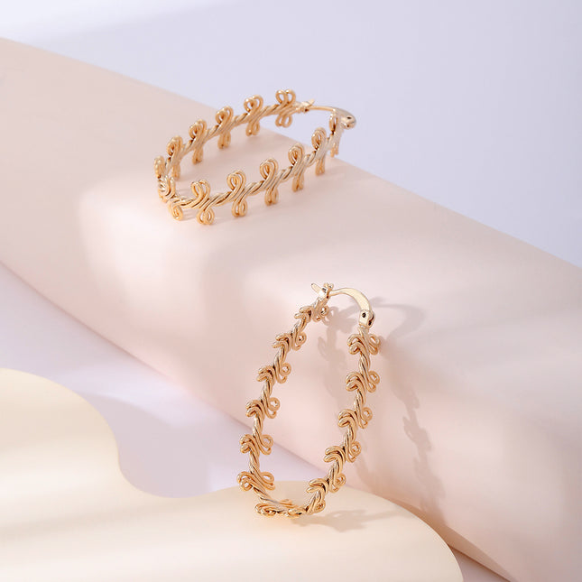 Aretes Arracadas Simples En Cobre Dorado Estilo Minimalista