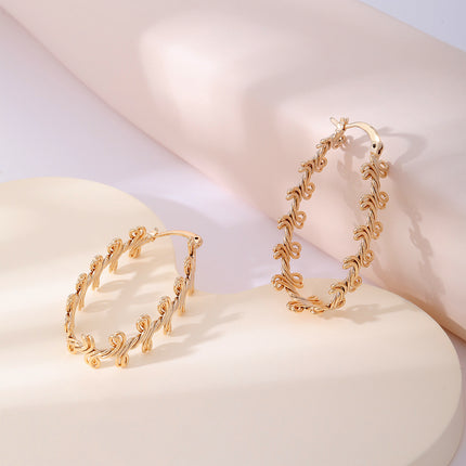 Aretes Arracadas Simples En Cobre Dorado Estilo Minimalista