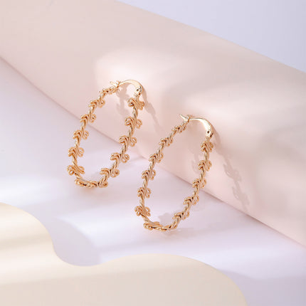 Aretes Arracadas Simples En Cobre Dorado Estilo Minimalista