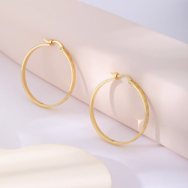 Aretes Arracadas Simples En Oro, Estilo Minimalista De Cobre