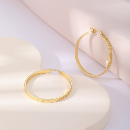 Aretes Arracadas Simples En Oro, Estilo Minimalista De Cobre