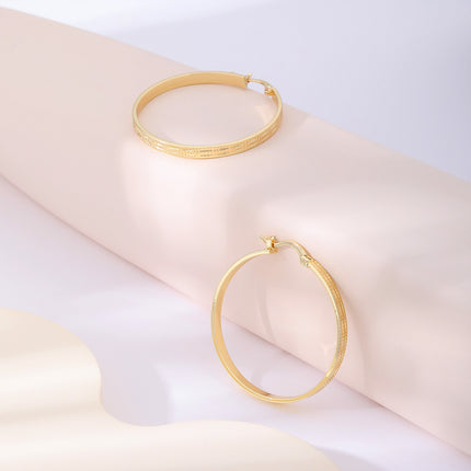 Aretes Arracadas Simples En Oro, Estilo Minimalista De Cobre
