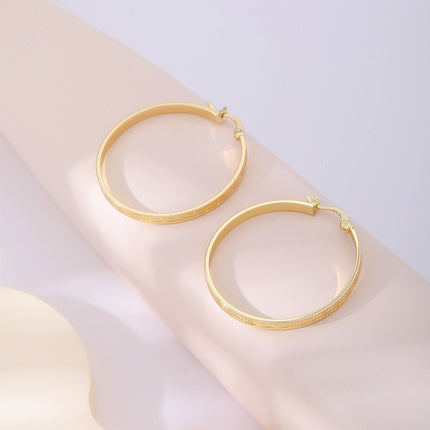 Aretes Arracadas Simples En Oro, Estilo Minimalista De Cobre