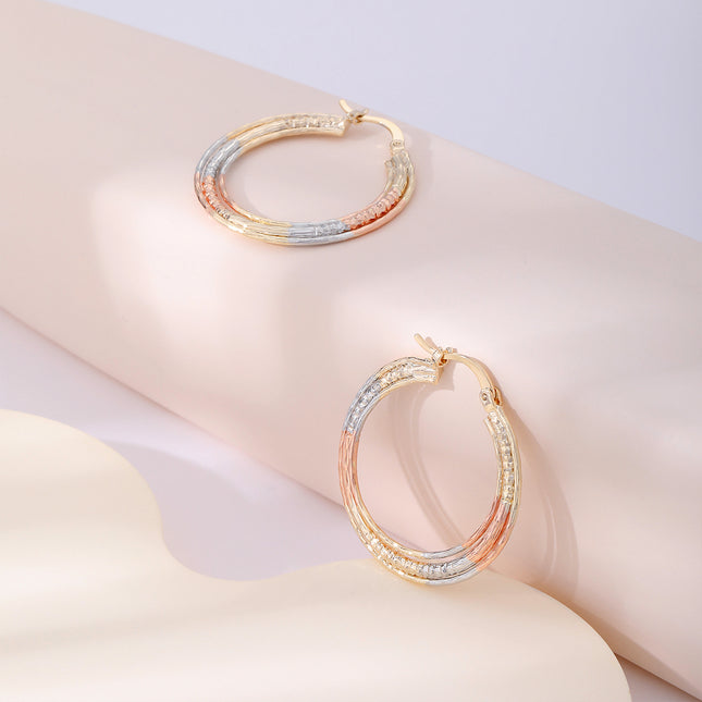 Aretes Arracadas De Cobre Múltiples Capas, Diseño Simple Y Elegante