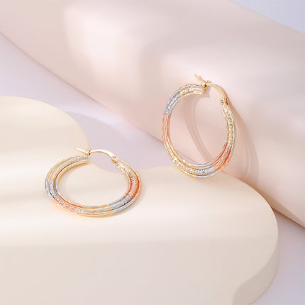 Aretes Arracadas De Cobre Múltiples Capas, Diseño Simple Y Elegante