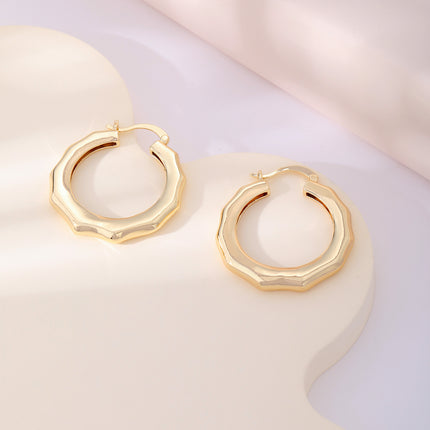 Aretes Geométricos De Aro En Cobre De Estilo Minimalista Y Moderno