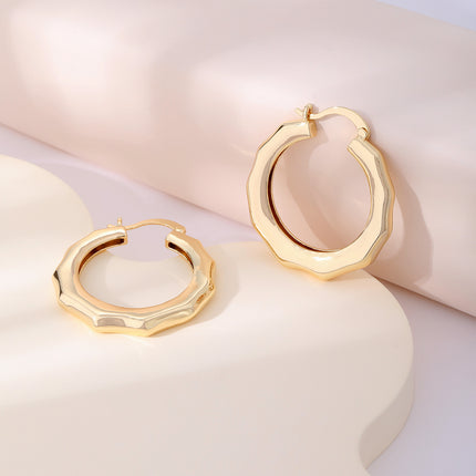Aretes Geométricos De Aro En Cobre De Estilo Minimalista Y Moderno