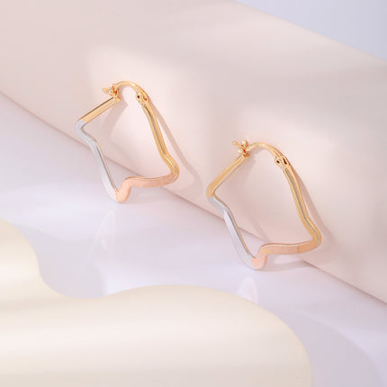 Aretes De Cobre Con Diseño De Aro Irregular, Estilo Moderno Y Versátil