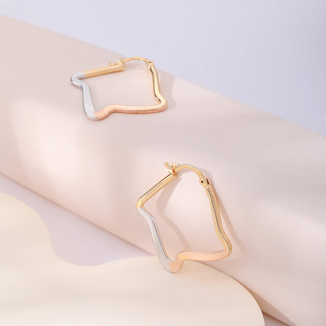 Aretes De Cobre Con Diseño De Aro Irregular, Estilo Moderno Y Versátil