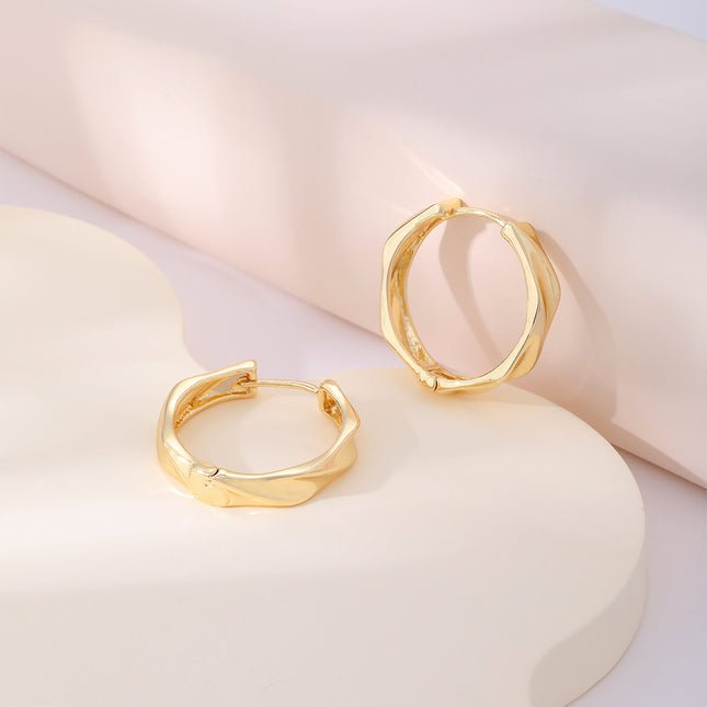 Aretes De Cobre Con Diseño De Patrones Irregulares, Arracadas Estilo Chic