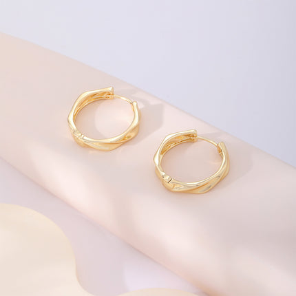 Aretes De Cobre Con Diseño De Patrones Irregulares, Arracadas Estilo Chic