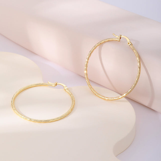 Aretes Arracadas Simples En Cobre Dorado Estilo Minimalista