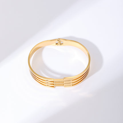 Pulsera De Acero Inoxidable Brazalete Con Tres Filas De Rectángulos